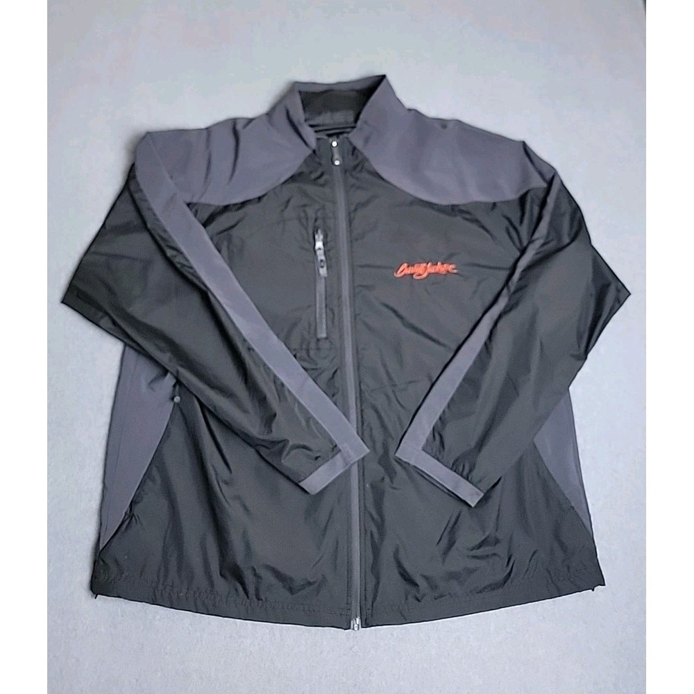 Barrett Jackson Jacket Mens XL Black Full‎ Zip Windbreaker Embroidered Racing
